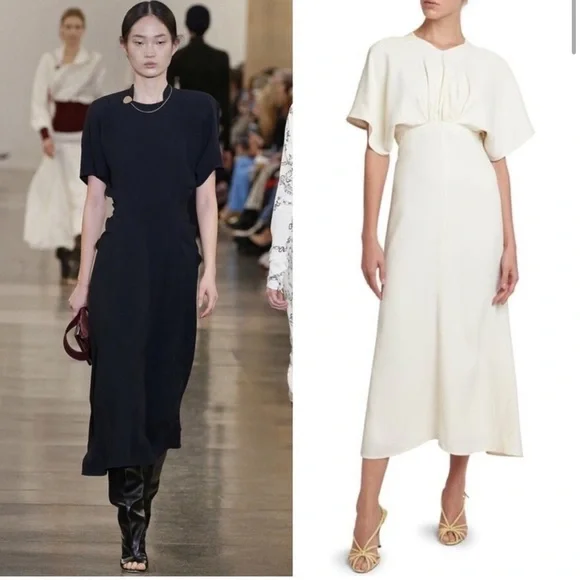 knee length dresses for ladies Gathered Waist Midi Dress - Frost